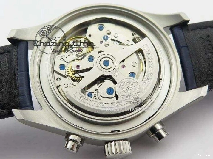 MIROTIME 0409 Pilot Chrono SS IW387809 ZF 1:1 Best Edition Silver Dial Blue Numbers On Blue Leather Strap A Lightweight 7263